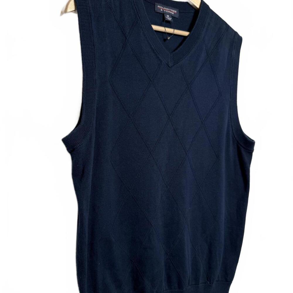 Navy Blue V-Neck Knit‎ Sweater Vest - Picture 2 of 4